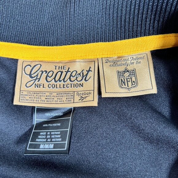 Vintage Reebok Mens Black Pittsburgh Steelers NFL Full Zip Jacket Size Medium - Picture 12 of 16